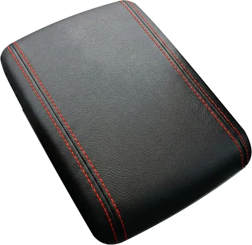 Vista 17 de Mazda Mazda2 2008 – 14 reposabrazos cubierta por RedlineGoods, Cuero Negro-Hilo Negro