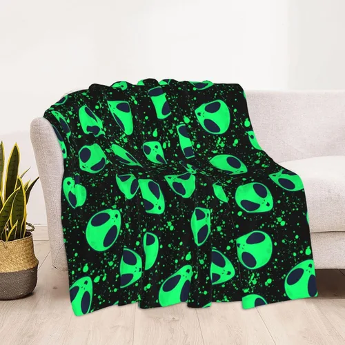 Vista 4 de Manta de Tiro de Alienígena Suave Acogedora de Felpa Cálida de Forro Polar para Sofá Sillón Cama 60"X50