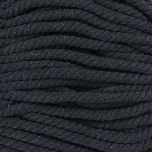 Vista 58 de Cuerda de algodón trenzado súper suave de 3 hebras (negro, 1 pulgada x 10 pies)