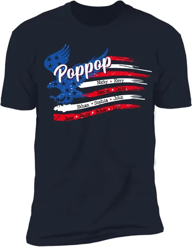 Vista 2 de NAZENTI - Camisa personalizable para el abuelo de Estados Unidos, camiseta de Top Dad USA - Camisa personalizada con nombre de niño, para el día
