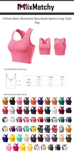 Vista 4 de MixMatchy Camiseta sin mangas básica de algodón con espalda cruzada para mujer