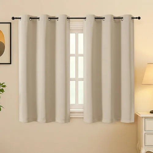 Vista 77 de Simplebrand Juego de 2 paneles de cenefa aguamarina para ventana de cocina de 14 pulgadas de largo, cortinas de oscurecimiento de habitación