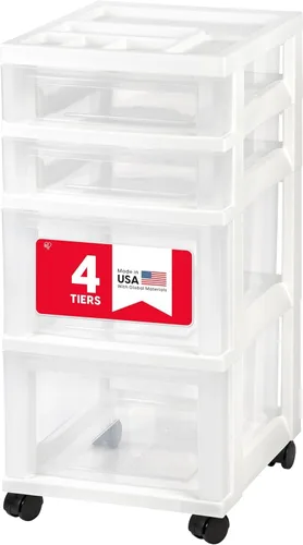 Vista 12 de IRIS USA 3-Drawer Rolling Storage Cart, Black/Pearl Negro/Perla