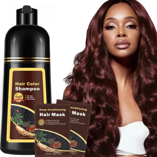 Vista 9 de Champú de tinte para el cabello 3 en 1 para mujeres y hombres, rica coloración de raíz a punta con extractos naturales, 3-4 semanas de duración