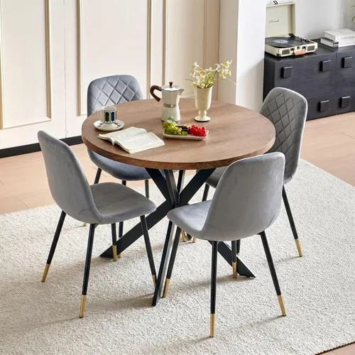 Vista 15 de Juego de 2 sillas de comedor de terciopelo azul marino, sillas tapizadas de cocina y comedor con patas de metal, sillas decorativas modernas