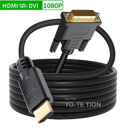 Vista 6 de Cable HDMI a DVI largo de 25 pies, adaptador bidireccional de alta velocidad chapado en oro de 1080p para televisión/monitor/tarjeta