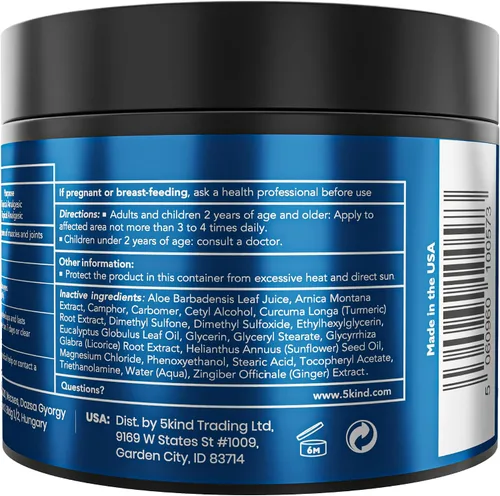 Vista 14 de 5Kind DMSO Crema para aliviar el dolor, 4 onzas líquidas, 99.9% DMSO puro grado farmacéutico, aloe vera, magnesio, árnica y mentol, alivio tópico