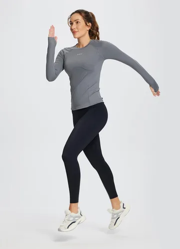 Vista 6 de BALEAF Women's Long Sleeve Workout Tops Compression Running Shirts Fitted Athletic Warm Thumbholes Quick Dry Stretch Yoga