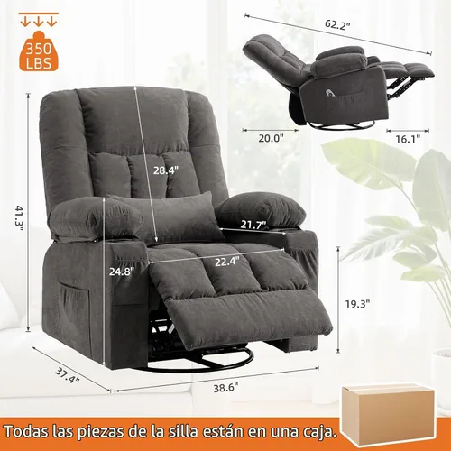 Vista 2 de Silla reclinable giratoria 2-Gris