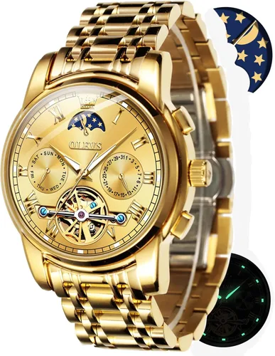 Vista 8 de OLEVS reloj mecánico automático reloj de cuerda automático de lujo para hombre a prueba de agua acero inoxidable