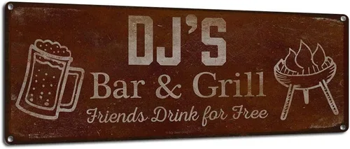 Vista 71 de Adam's Bar and Grill Friends Drink for Free, cartel de aluminio de 5.75 x 15.5 pulgadas, accesorios personalizados para bar y decoración de pared