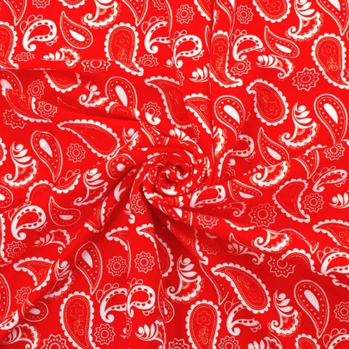 Vista 3 de Bandana de cachemira roja DBP tela – poliéster doble cepillado elástico en 4 direcciones – 1 yarda