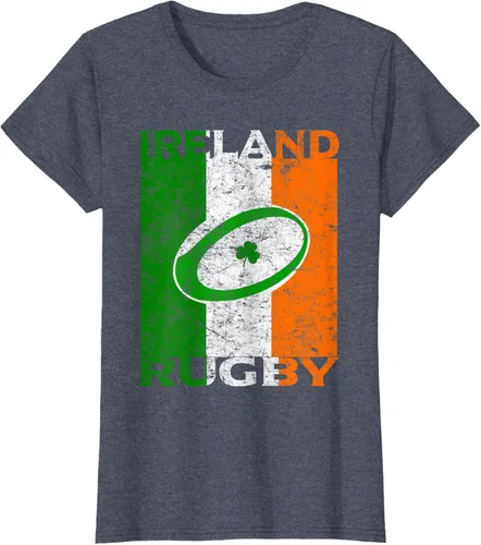 Vista 55 de Camiseta de rugby irlandés con la bandera de Irlanda, regalo vintage Negro