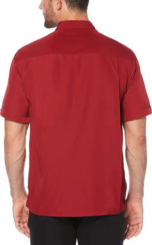 Vista 2 de Cubavera Paneles de inserción de manga corta para hombre con camisa de puntada
