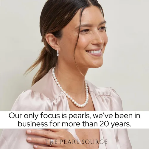 Vista 8 de The Pearl Source Real Pearl Dangle Earrings for Women with Genuine AAAA Quality White Freshwater Cultured Pearls 14K Gold Plated 925 Sterling