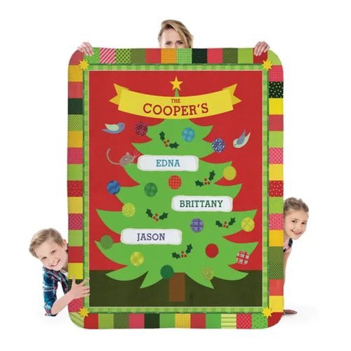 Vista 19 de I See Me! Manta Sherpa personalizada – Poliéster/Sherpa – 50 x 60 pulgadas – Rojo – Impresión de letras – Apellido de la abuela y hasta 20 nombres