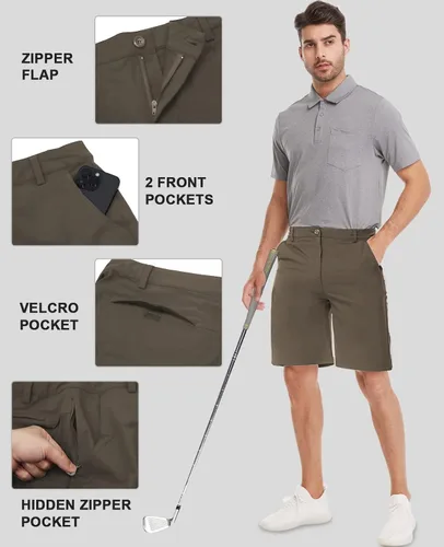 Vista 3 de Men's Golf Flat Shorts Hiking Cargo Shorts Men Classic-Fit UPF50+ with Waterproof Lightweight Quick Dry Stretch