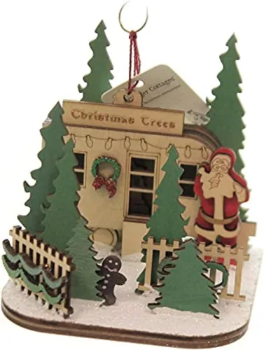 Vista 9 de Juego de árbol 3D Adorno de madera para árbol de Navidad