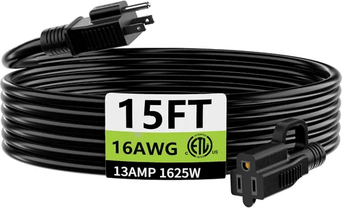 Vista 14 de HUANCHAIN Cable de extensión de 3 pies, calibre 16, negro, para interiores y exteriores, resistente al agua, flexible para clima frío, 3 puntas
