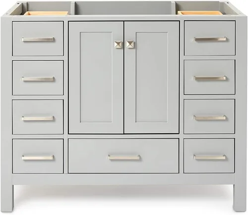 Vista 41 de ARIEL Cambridge Mueble base de tocador de baño de 36 pulgadas, madera maciza, 2 puertas de cierre suave, 5 cajones de cola de milano, roble marrón