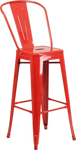 Vista 43 de Taburete Flash Furniture de bar, hecho de metal para interior y exterior, Metal, Negro