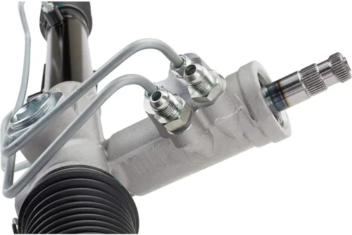 Vista 9 de Speedway Motors 1982-88 Rack de dirección asistida T-Bird de alto flujo y piñón para travesaños Mustang II, incluye adaptadores AN -6, actualización