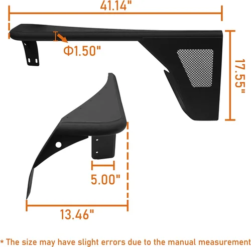 Vista 5 de Guardabarros delanteros Hooke Road para Jeep Wrangler YJ 1987-1995, protecciones de guardabarros de tubo de armadura de acero negro texturizado