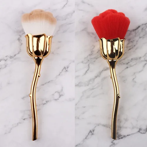 Vista 8 de 2 cepillos de polvo de uñas, cepillo de limpieza de uñas, pinceles de arte de uñas en forma de rosa, cepillo de polvo grande, cepillo de rubor