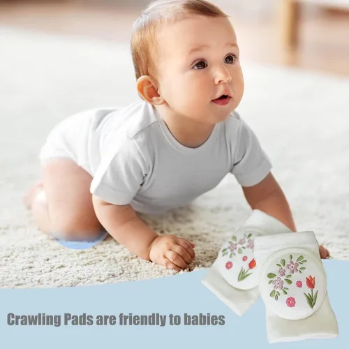 Vista 3 de Rodillera para bebé, rodillera antideslizante para gatear, protectores de rodilla elásticos ajustables para niños, rodillera de algodón suave