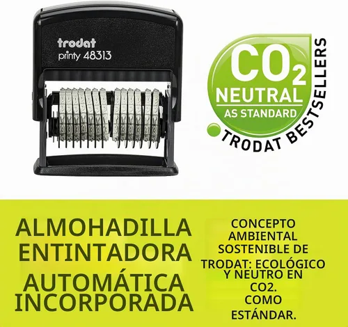 Vista 5 de Trodat Sello de número autoentintado de 13 dígitos, numerador giratorio de 0 a 9 para oficina, inventario, facturas, embalaje, impresiones limpias