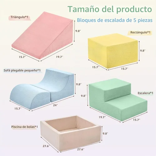 Vista 2 de JUGUETES DE ESCALADA PARA NIÑOS PEQUEÑOS, Juguetes de Escalada para Niños Pequeños en Interiores, Juego de 5 Piezas de Bloques de Escalada de Espuma