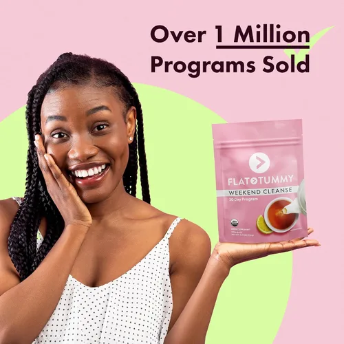 Vista 7 de Flat Tummy Té de limpieza de fin de semana, programa de 30 días, limpieza de colon totalmente natural con raíz de sena y diente de león, proporciona