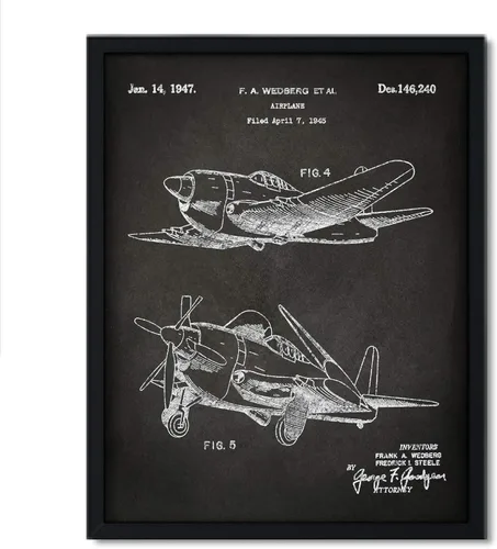 Vista 64 de Andaz Press Póster de decoración de pared con estampado de patente de pizarra, 8.5 x 11 pulgadas, aviones, trenes, automóviles, póster de patente