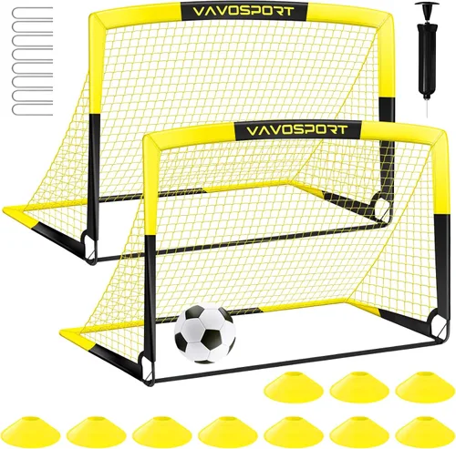 Vista 12 de Juego de porterías de fútbol para niños para patio trasero – 2 de 4 x 3 pies, equipo portátil de entrenamiento de portería de fútbol, red de fútbol