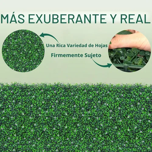 Vista 6 de Yangrass Rollo de Paneles de Pared de Césped, 40"x120" (33.33 pies cuadrados) Hiedra Artificial con Flor Blanca, Paneles Verdes de Pared de Césped