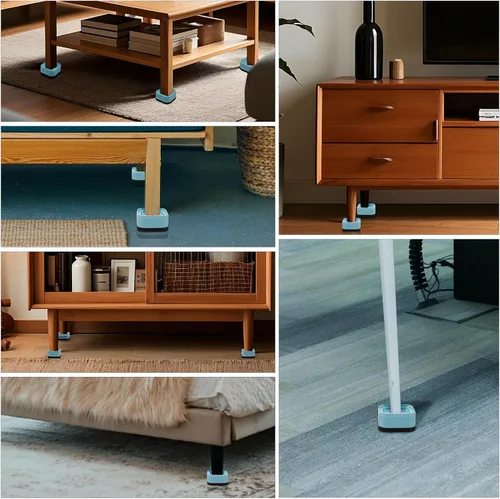 Vista 6 de 12 paquetes de elevadores de muebles, elevadores de cama ajustables, elevadores de cama de alta resistencia apilables para patas de mesa