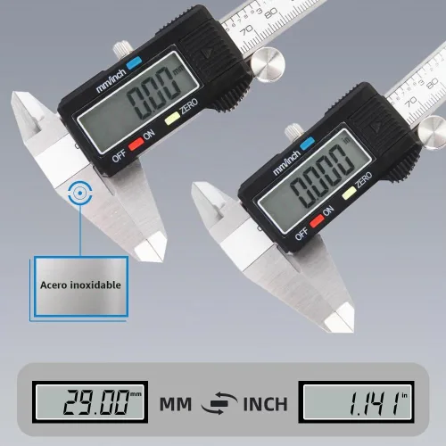 Vista 5 de Calibre digital herramienta de medición, calibre vernier digital de acero inoxidable, calibradores de micrómetro con gran pantalla LCD, función