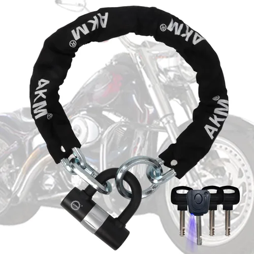 Vista 17 de Candado antirrobo AKM para bicicleta de 3 pies/90 cm de largo, candado de cadena resistente de 10 mm de espesor con 4 llaves, seguridad de 16 mm