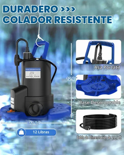 Vista 6 de AgiiMan 1HP Bomba automática de cubierta de piscina, bomba de sumidero sumergible