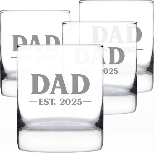 Vista 29 de Dad Est 20XX personalizado – Nuevo padre whisky rocas regalo de cristal para padres primerizos – Gafas personalizadas atrevidas de 10.25 onzas