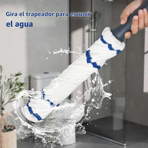 Vista 4 de Silkyhose Trapeador de algodón giratorio giratorio para limpieza de suelos