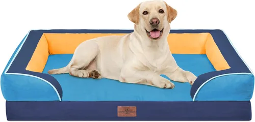 Vista 84 de Comfort Expression - Cama ortopédica para perros medianos, 28 x 19 pulgadas, cama impermeable y de apoyo de espuma con cojines removibles, sofá