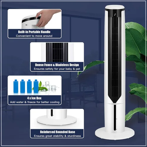 Vista 7 de DORTALA Swamp Cooler, enfriador de aire evaporativo con 4 paquetes de hielo, control remoto, temporizador de 9 horas, 3 modos, 3 velocidades, 70
