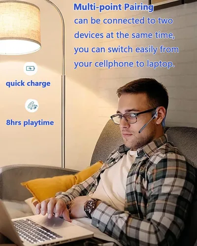 Vista 4 de Auriculares Bluetooth YouthWhisper con micrófono, auriculares de oreja abierta, auriculares inalámbricos Bluetooth 5.2 con auriculares duales CVC8.0