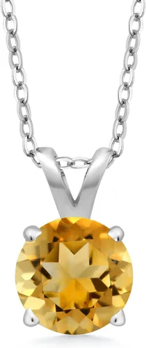 Vista 186 de Gem Stone King Collar con colgante solitario de plata de ley 925 de 0.236 in con piedra natal redonda Collar de 4 puntas para mujer Con cadena