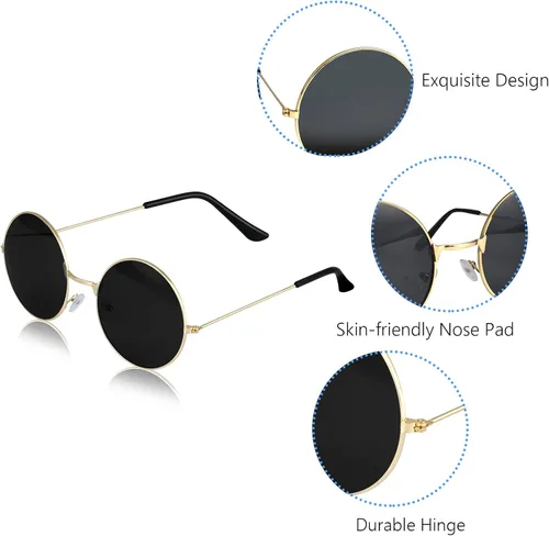 Vista 17 de ONESING 8-20 pares de gafas de sol redondas hippie círculo para mujer, gafas de sol hippie multicolor diadema discoteca fiesta
