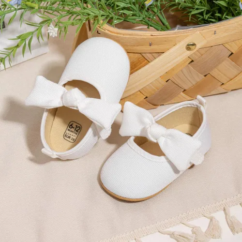 Vista 4 de Zapatos planos Mary Jane para bebés y niñas, suela de goma antideslizante con Bownot para primeros pasos, zapatos de vestir de boda de princesa