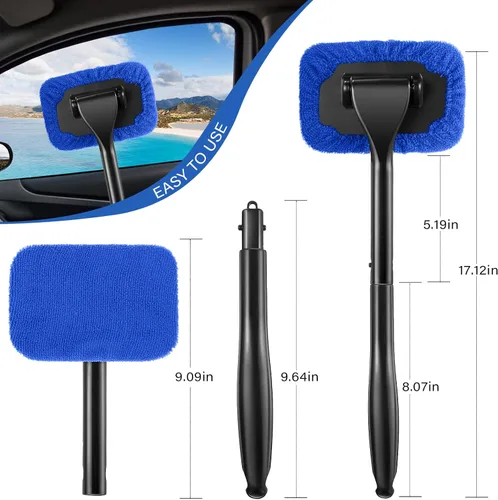 Vista 2 de Frienda Juego de 2 Herramientas Limpiadoras de Parabrisas para Interior del Coche, Varilla Limpiadora de Parabrisas Interior del Auto, Limpiador