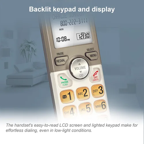 Vista 4 de AT&T - Teléfono inalámbrico expandible con sistema de respuesta y teclas XL retroiluminadas, 5 terminales Digital Answering System, Extra-Large