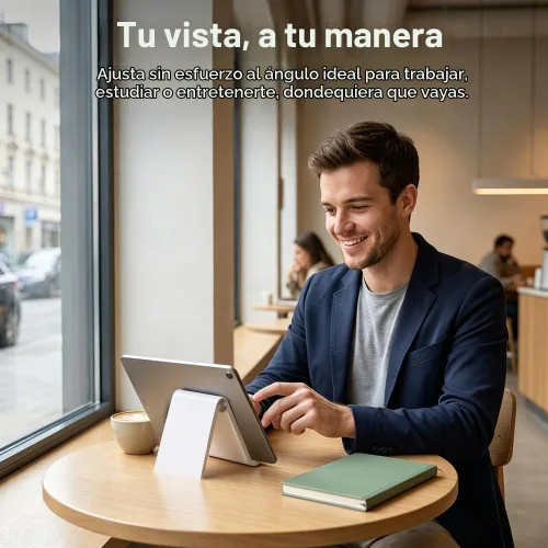 Vista 6 de Soporte para tableta, soporte plegable ajustable para teléfono celular, compatible con la mayoría de iPad y teléfonos inteligentes, accesorio